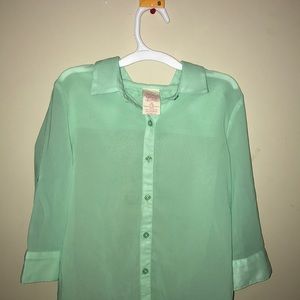 Mint Green Or Coral Button Up Shirt